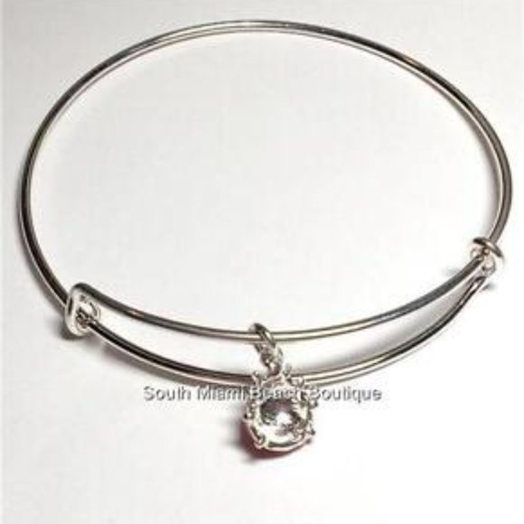 Ladybug Charm Bracelet Lady Bug Red Enamel Wire Adjustable Silver Plated - Picture 4 of 10